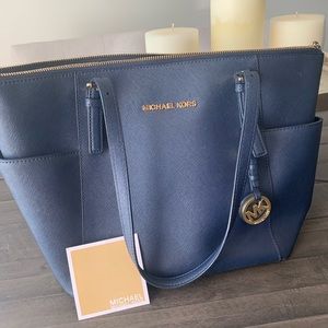 Michael Kors Jet Set Saffiano Leather Navy